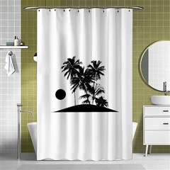 Tropical Scene Island Sunset Illustration Shower Curtain 48  X 72  (small)  by dflcprints