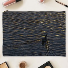 Lonely Duck Swimming At Lake At Sunset Time Cosmetic Bag (xxxl)  by dflcprints