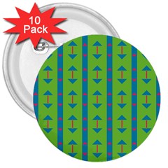 Arrows And Stripes Pattern			3  Button (10 Pack) by LalyLauraFLM