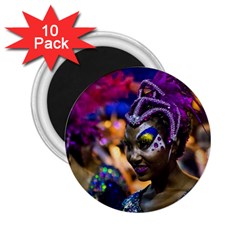 Costumed Attractive Dancer Woman At Carnival Parade Of Uruguay 2 25  Magnets (10 Pack)  by dflcprints