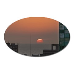 Aerial View Of Sunset At The River In Montevideo Uruguay Oval Magnet