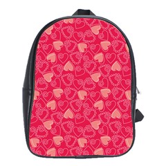 Red Pink Valentine Pattern With Coral Hearts School Bags(large)  by ArigigiPixel