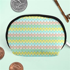 Scallop Repeat Pattern In Miami Pastel Aqua, Pink, Mint And Lemon Accessory Pouches (medium)  by PaperandFrill