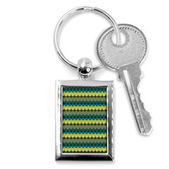 Scallop Pattern Repeat In  new York  Teal, Mustard, Grey And Moss Key Chains (rectangle)  by PaperandFrill