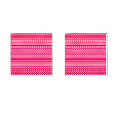 Valentine Pink And Red Wavy Chevron Zigzag Pattern Cufflinks (square) by PaperandFrill