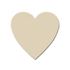 Gold And White Chevron Wavy Zigzag Stripes Heart Magnet by PaperandFrill