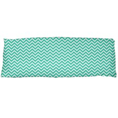 Tiffany Aqua And White Chevron Wavy Zigzag Stripes Body Pillow Cases (dakimakura)  by PaperandFrill