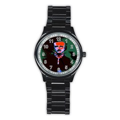 Edgar Allan Poe Pop Art  Stainless Steel Round Watches by icarusismartdesigns