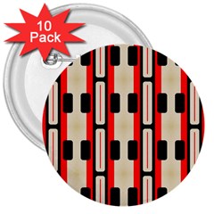 Rectangles And Stripes Pattern 			3  Button (10 Pack) by LalyLauraFLM