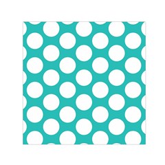 Turquoise Polkadot Pattern Small Satin Scarf (square) by Zandiepants