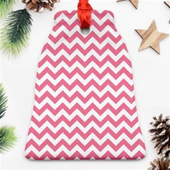 Pink And White Zigzag Ornament (bell)  by Zandiepants