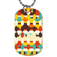 Shapes In Retro Colors 			dog Tag (one Side) by LalyLauraFLM