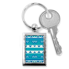 Blue Triangles And Stripes  			key Chain (rectangle) by LalyLauraFLM