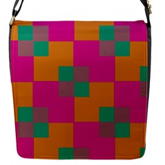 Squares    			flap Closure Messenger Bag (s) by LalyLauraFLM