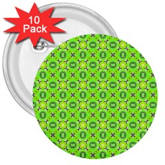 Vibrant Abstract Tropical Lime Foliage Lattice 3  Buttons (10 Pack)  by DianeClancy