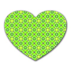 Vibrant Abstract Tropical Lime Foliage Lattice Heart Mousepads by DianeClancy