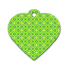 Vibrant Abstract Tropical Lime Foliage Lattice Dog Tag Heart (one Side) by DianeClancy