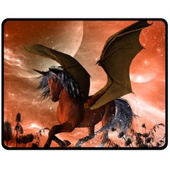 Wonderful Dark Unicorn In The Night Fleece Blanket (medium) 