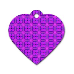 Abstract Dancing Diamonds Purple Violet Dog Tag Heart (two Sides) by DianeClancy