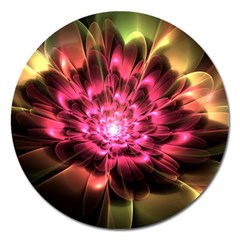 Red Peony Magnet 5  (round)