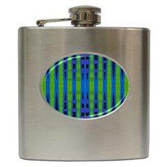 Blue Green Geometric Hip Flask (6 Oz) by BrightVibesDesign