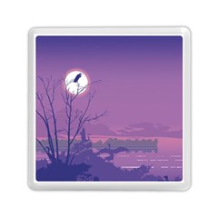 Abstract Tropical Birds Purple Sunset Memory Card Reader (square)  by WaltCurleeArt