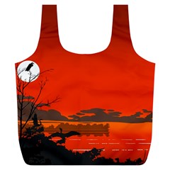 Tropical Birds Orange Sunset Landscape Full Print Recycle Bags (l)  by WaltCurleeArt