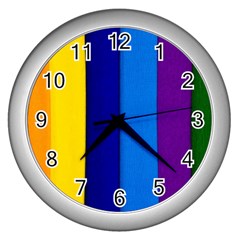 Rainbow Painting On Wood Wall Clocks (silver)  by StuffOrSomething