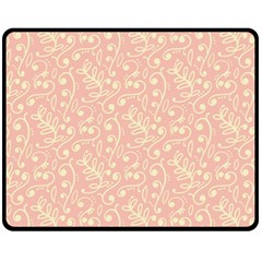 Girly Pink Leaves And Swirls Ornamental Background Fleece Blanket (medium)  by TastefulDesigns