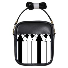 Funny Black And White Stripes Diamonds Arrows Girls Sling Bags