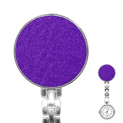 Festive Purple Glitter Texture Stainless Steel Nurses Watch by yoursparklingshop