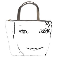 Portrait Black And White Girl Bucket Bags by yoursparklingshop