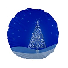 Blue White Christmas Tree Standard 15  Premium Flano Round Cushions by yoursparklingshop