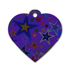 Purple Christmas Party Stars Dog Tag Heart (one Side) by yoursparklingshop