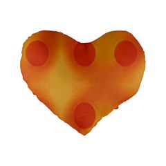 Sunny Happy Orange Dots Standard 16  Premium Heart Shape Cushions by yoursparklingshop