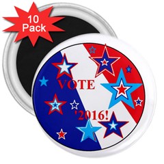 Vote 2016  3  Magnets (10 Pack)  by SugaPlumsEmporium