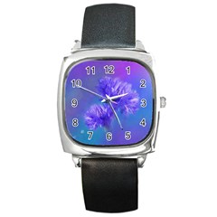 Flowers Cornflower Floral Chic Stylish Purple  Square Metal Watch by yoursparklingshop