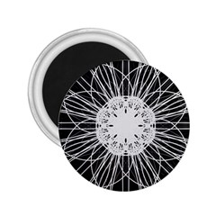 Black And White Flower Mandala Art Kaleidoscope 2 25  Magnets