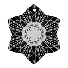 Black And White Flower Mandala Art Kaleidoscope Snowflake Ornament (2-side) by yoursparklingshop