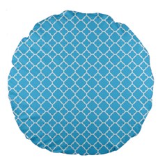 Bright Blue Quatrefoil Pattern Large 18  Premium Flano Round Cushion  by Zandiepants