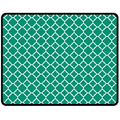 Emerald Green Quatrefoil Pattern Fleece Blanket (medium) by Zandiepants