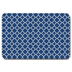 Navy Blue Quatrefoil Pattern Large Doormat