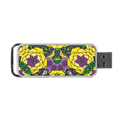 Petals In Mardi Gras Colors, Bold Floral Design Portable Usb Flash (two Sides) by Zandiepants