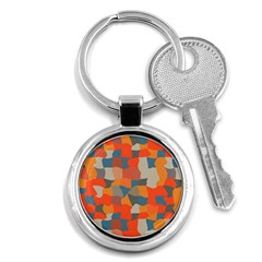 Retro Colors Distorted Shapes                           			key Chain (round) by LalyLauraFLM