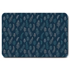 Whimsical Feather Pattern, Midnight Blue, Large Doormat by Zandiepants