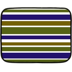 Olive Green Blue Stripes Pattern Fleece Blanket (mini) by BrightVibesDesign