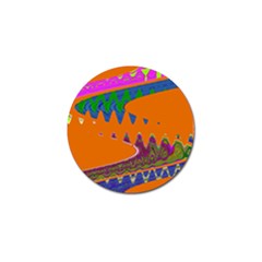 Colorful Wave Orange Abstract Golf Ball Marker (4 Pack) by BrightVibesDesign