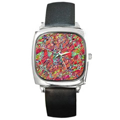 Expressive Abstract Grunge Square Metal Watch by dflcprints