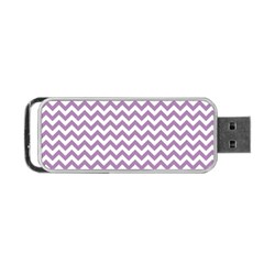 Lilac Purple & White Zigzag Pattern Portable Usb Flash (two Sides) by Zandiepants