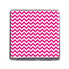 Hot Pink & White Zigzag Pattern Memory Card Reader (square) by Zandiepants